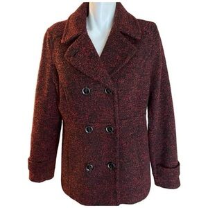 Marvin Richards New York Coat Red Black Lined Pockets Button Closure Size Large